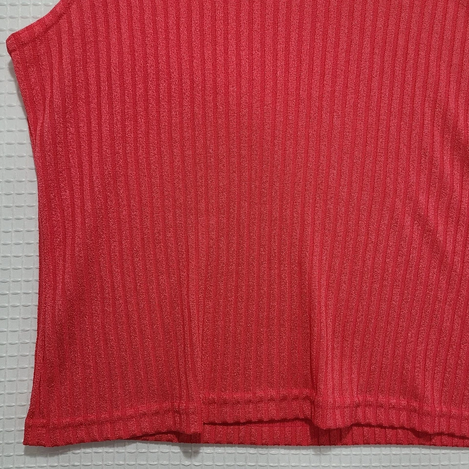 Vtg EUC Joanna Womens XL Hot Pink Ribbed Mock Neck Tank Top - Image 4 of 4