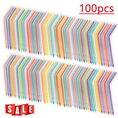 100pcs Dental 3-Way Air Water Syringe Disposable Spray Nozzles Tips Mixed Color