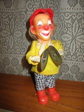 Vintage Circus Clown Wind Up Toy Playing Musical Cymbals - Hong Kong