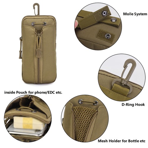 Molle Water Bottle Holder Storage Pouch Carrier Pouch Bag Waist Pack Tactical - Foto 3 di 9