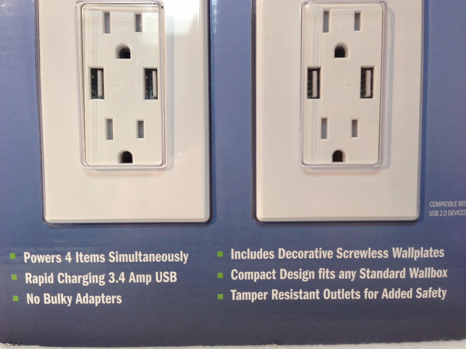 4 Packs of 2-Pack Feit Electric Wall Outlets with 2 USB Ports - New In Box
