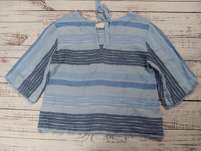 トップス STONE  751564450 GAUZED COTTON Cloth Stone Gauze Top Women's M Tie Knot Back Frayed Trim Color