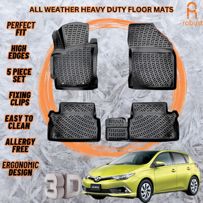 3D Molded Car Floor Mats Liners For Toyota Auris 2013-2018 All Season Heavy Duty