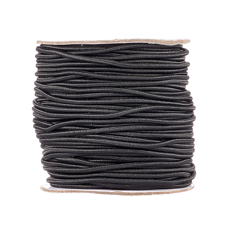 43yds/Roll Round Elastic Cords Stretch Threads Tiny Rubber Inside Black ...