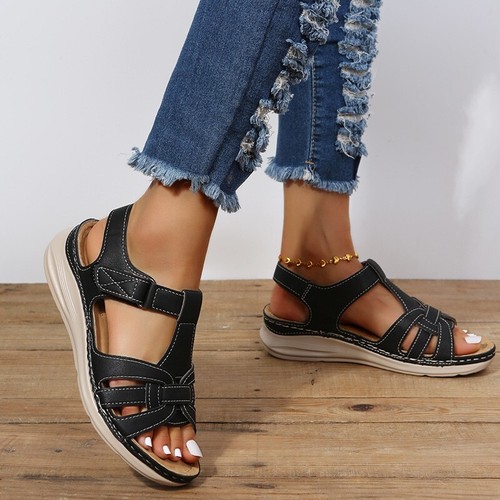 Women Casual Orthopedic Wedge Sandals Ladies Shoes Summer Comfort Flat Size - Picture 5 of 12