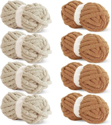 Versatile 8 Pack Chunky Yarn for Arm Knitting & Crocheting - Chenille Texture - Picture 3 of 11