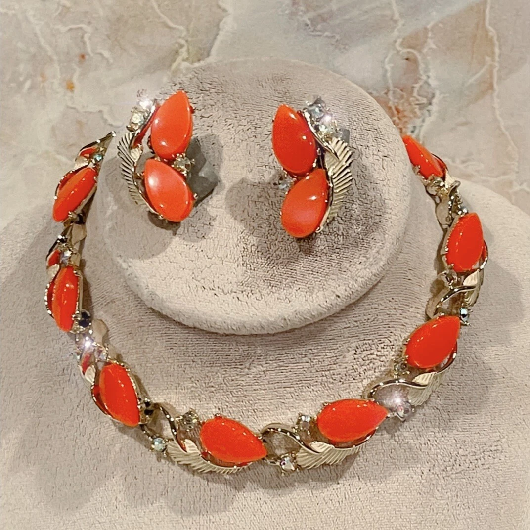 Coral colored shop jewelry sets