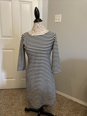 Old Navy M Black White Striped Knee Length Dress Exposed Zipper L/S Heavy  Weight | eBay