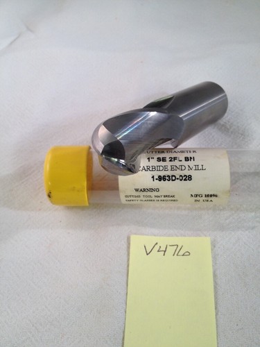 NEW USA 1" DIAMETER CARBIDE END MILL. 2 FLUTE. BALL 4" OAL 1-1/2" LOC USA -V476- - Picture 2 of 2