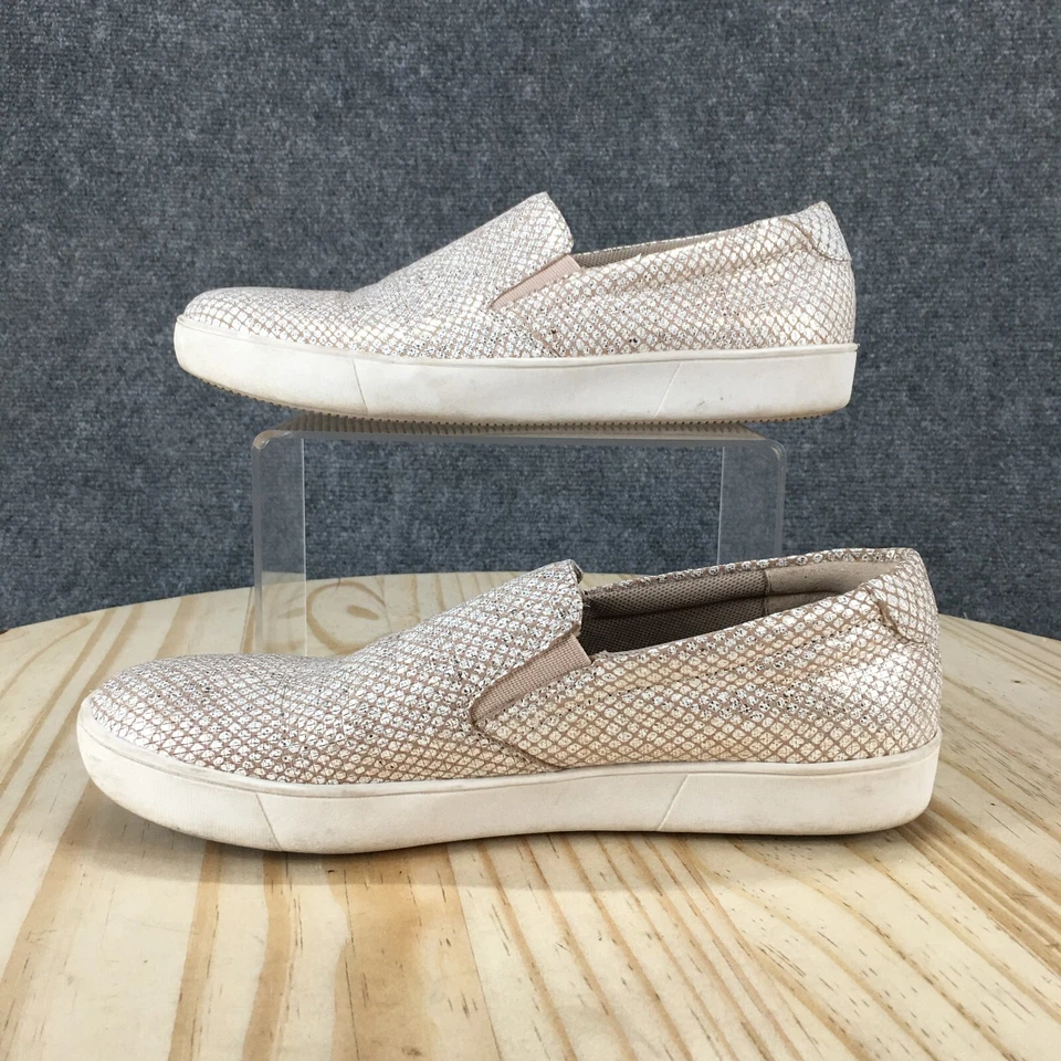 Naturalizer Zapatos Mujer 8 M Ava 3 Informales Metálicos Sin Cordones Mocasines Cuero Beige Foto 2 de 4