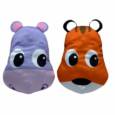 Little Tikes Hippo & Tiger Soft Easy to Use Plush Hand Puppets 6'' x 8'' Lot of 2