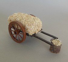 Krippenzubehör Karren Wagen mit Stroh Strohwagen für Figuren Größe 11 - 12 cm Ni