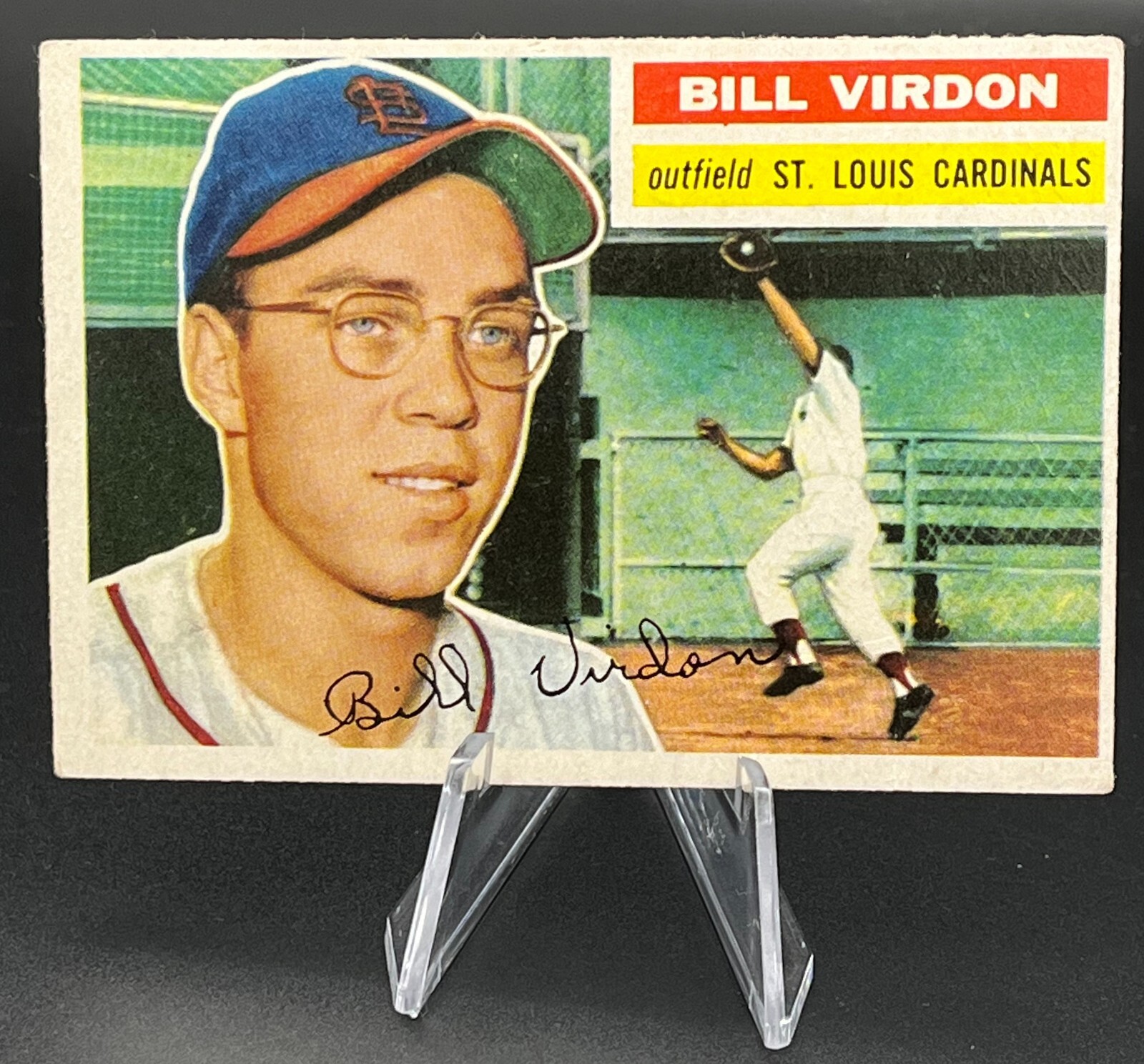 1956 Topps Gray Back Baseball Card 170 Bill Virdon St. Louis Cardinals