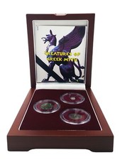 CREATURES of GREEK MYTH - 3 Ancient Coins (2 Silver, 1 Bronze) + Case + COA