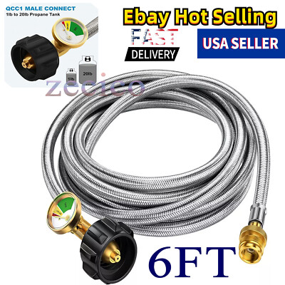 #ad #ad 6ft Propane Regulator Hose Replacement w Gauge For Mr. Heater Big Buddy Coleman $22.69