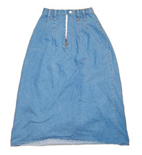 Women's Vintage 90s Mixed Blues Knee Length Denim Pencil Skirt Size 3 RETRO OBO