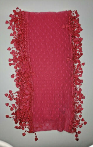 Fashion by Mirabeau Heart Lace Scarf Pink U80 - Picture 1 of 5