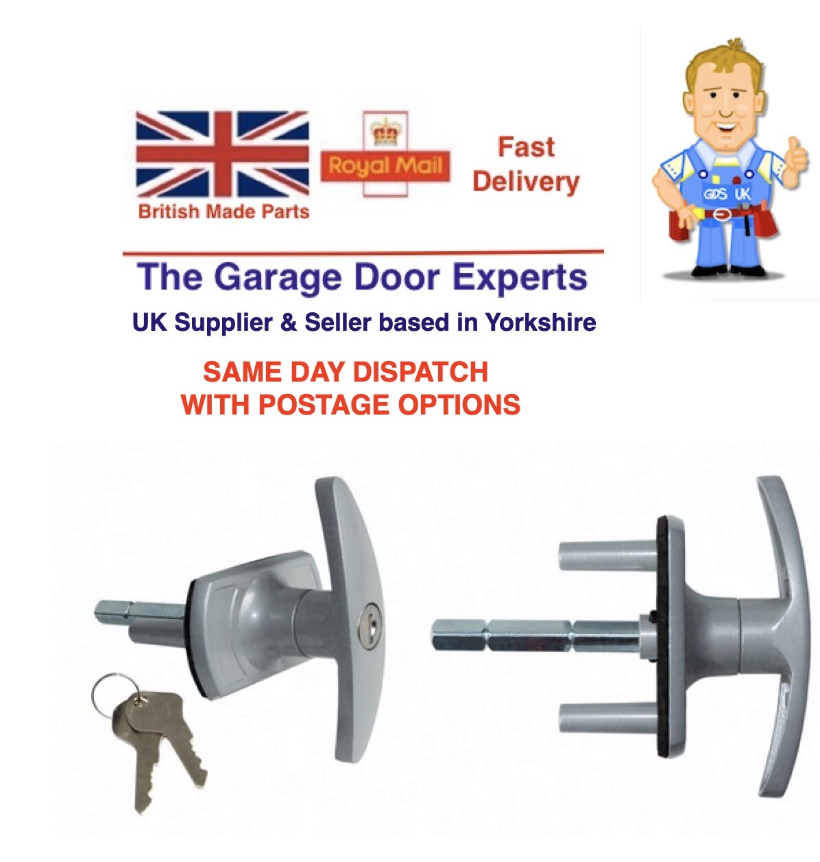 HENDERSON Garage Door Lock Handle Locking T Bar Cable Top Latch Merlin