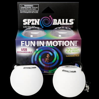 USB Rechargeable 22 LED light modes -Fun in Motion - Spinballs - Flow Poi Balls 