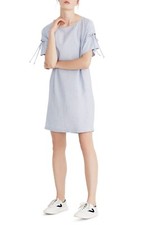 NEW $128 Madewell Stripe Lace-Up Sleeve Shirtdress [ SZ Small ] #1881