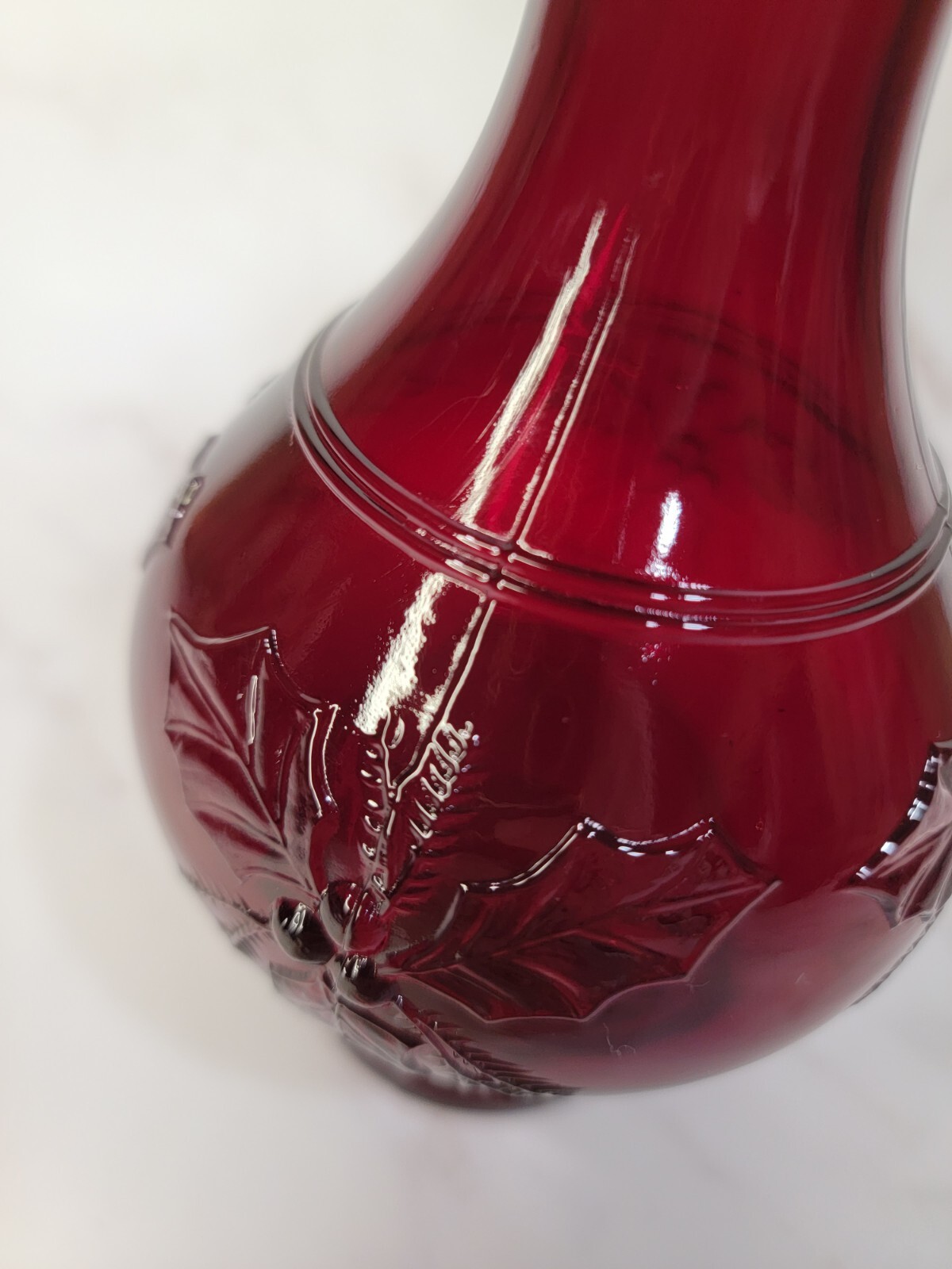 VTG Wheaton Ruby Red Glass Holly Leaf Fire Extinguisher Bottle