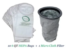 10 Proteam 6 QT BackPack HEPA Vacuum Cleaner Bags + Liner 100431 100564