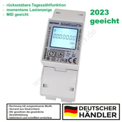 SCHELLCOUNT2B Schell Zähler 100A 1-phasig Stromzähler geeicht Wechselstrom Hutschiene Reset