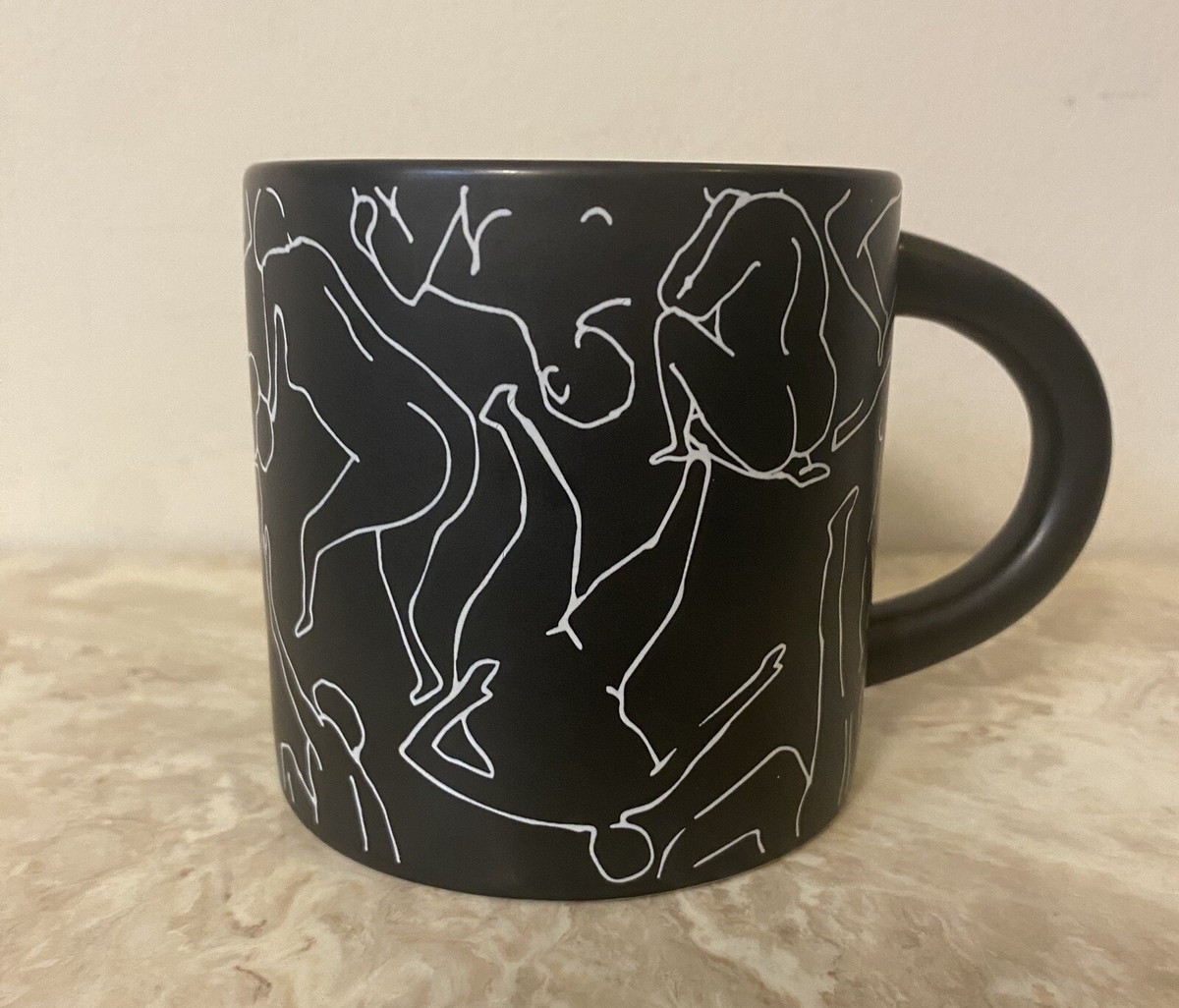 Monki Body Print Coffee Mug Tea Cup Matt Black Ladies Silhouette 3.25” Tall Monki Body Print Coffee Mug Tea Cup Matt Black Ladies Silhouette 3.25” Tall