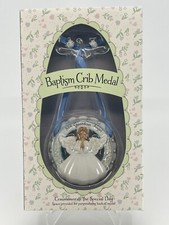 NEW Baptism Guardian Angel Crib Medal Avalon Keepsake Gift Baby BLUE RIBBON