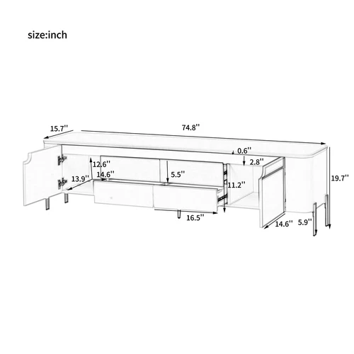 TV Stand Entertainment Center TV Media Console with 4 Drawers for TVs up to 80'' - Picture 9 of 48