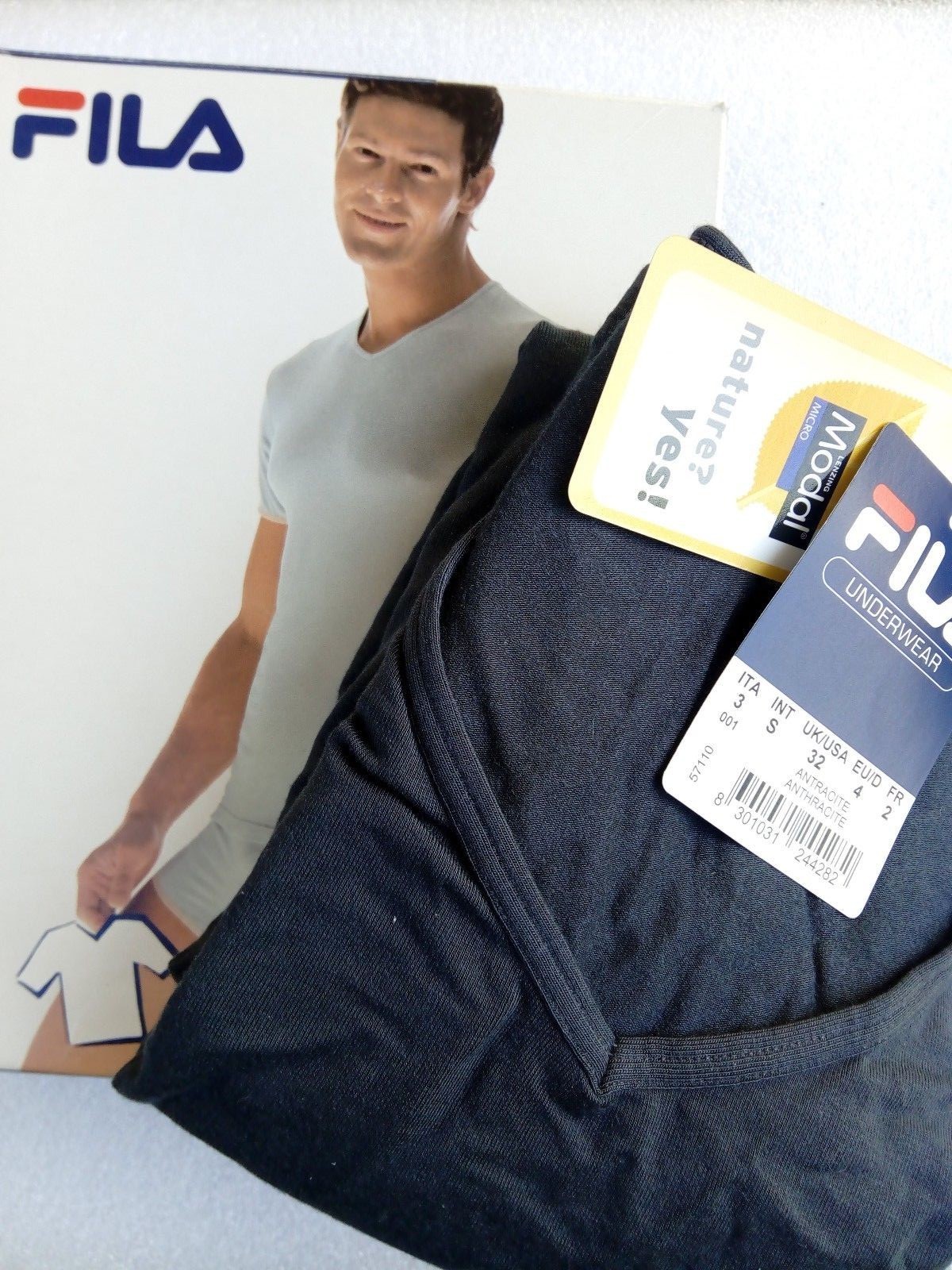 FILA MAGLIA UOMO SCOLLO V MODAL Taglia S COLORE ANTRACITE MEZZA MANICA NUOVA