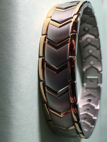 8.5" "SURGICAL STAINLESS STEEL MAGNETIC MAN BRACEELET SLIVER & GOLD (ADJUSTABLE - Picture 66 of 245