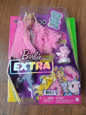 Barbie Doll Extra #3 Pink Coat With Unicorn Pig Accessories Ages