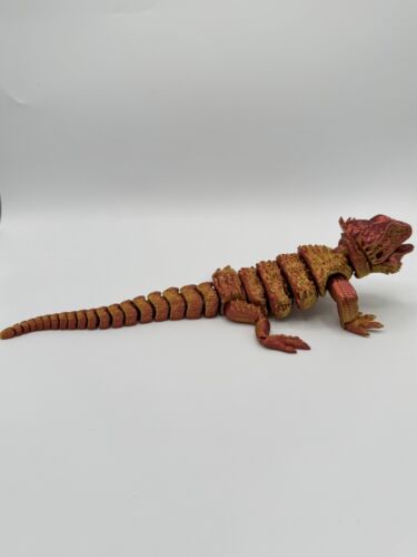 9” Bearded Dragon Lizard Articulated Figure 3D Printed Collectable Red/Gold - Picture 4 of 4