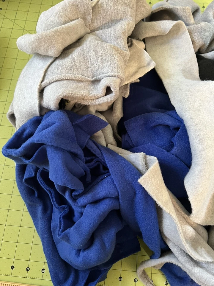 Fleece Fabric Scraps Solids Large & Small Pieces~Sewing Crafts Lot~2 #'s - Image 2 of 3