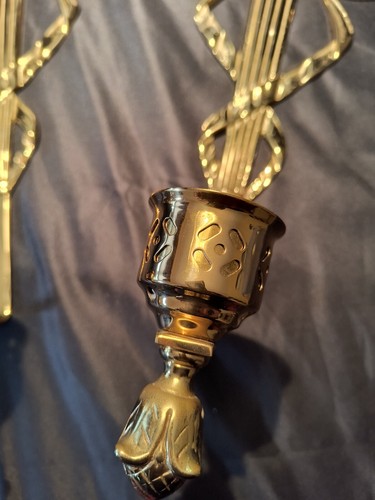 Set of 2 Virginia Metalcrafters Wall Candle Sconces Torch, Ribbon & Pineapple - Picture 8 of 24