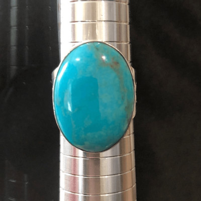 JAY KING DTR Turquoise Sterling Silver Oval Cabochon Ring Sz 10-3/4