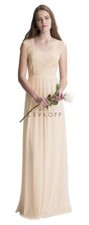 Bill Levkoff Bridesmaid Dress 7011 Prom Wedding Long Gown Chiffon Lace V Neck