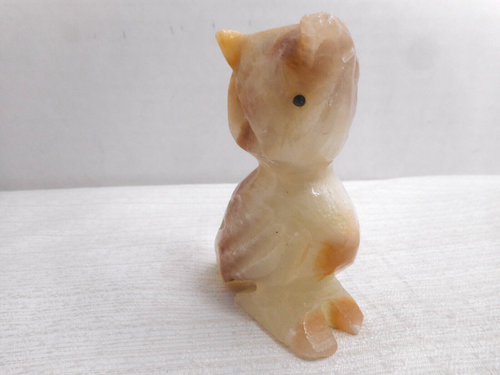 Vintage Hand Carved Multi-Color Onyx Stone Owl Statue Small Figurine 3" Tall - Picture 8 of 12