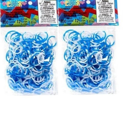 Rainbow Loom 600 Ct. Rubber Band 2 Refill Pack Hanukkah BLUE & WHITE 2 PACK