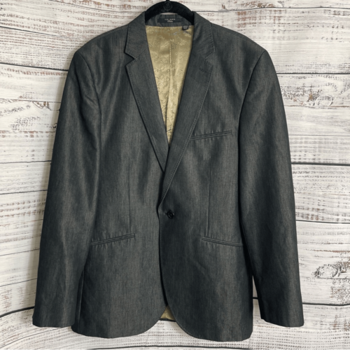 Ted Baker Pashion Blazer Mens size 40 R metallic Gray preppy cotton linen blend - Picture 1 of 15