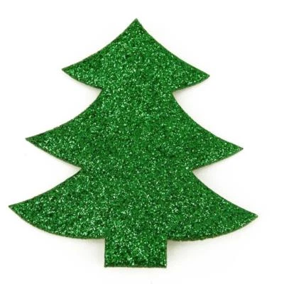 Green Glitter Trees for cards & Decorations, Ideal kids craft, Xmas, Pk 10