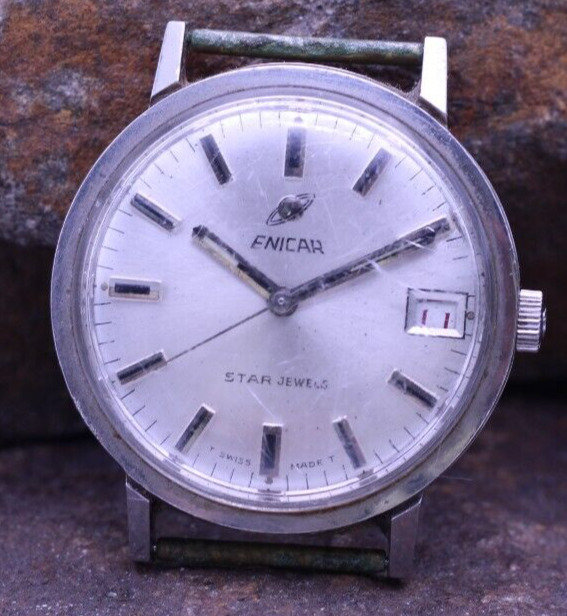ENICAR STAR JEWELS OCEAN PEARL 17j SWISS MEN'S WRIST WATCH AR