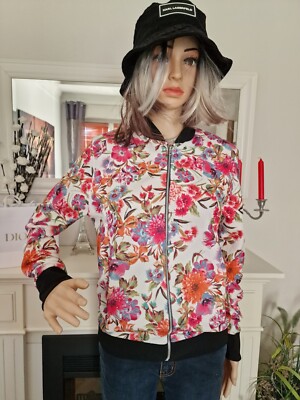 QED London Damen Bomberjacke Floral Jacke Gr.36-38 S  Sehr Coole Jacke NEU