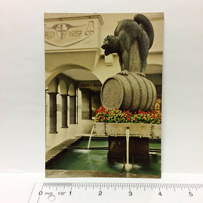 Postcard Germany Zell Mosel Brunnen Zeller Schwarze Katz Fountain Black Cat