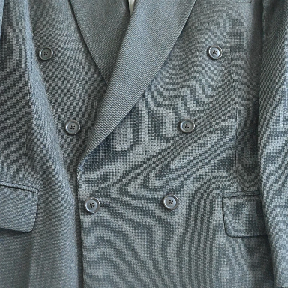 Blazer Abrigo Deportivo De Colección Hecho en EE. UU. 42R Marrón Ojo de Pájaro Lana Doble Pecho Foto 3 de 4