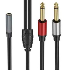 3.5mm TRS to Dual 6.35mm Mono Jack Audio Splitter Cable Female to Male 6FT/ 1.8m