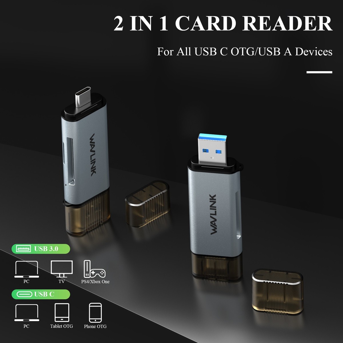 3-in-1 SD Card Reader With USB C, Micro USB & USB Ports - OTG Adapter For IPhone, IPad, Computer