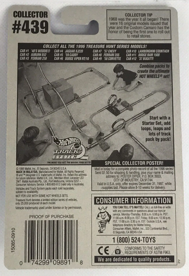 1996 Hot Wheels Treasure Hunt Series '37 Bugatti Limited Edition Rare #12 of 12 - Image 2 of 2