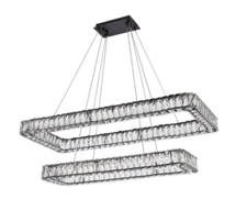 Crystal Chandelier Light Fixture Black Foyer Dining Room or Living Room 42"